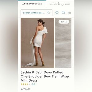 Sachin and Babi satin mini bridal dress size 12